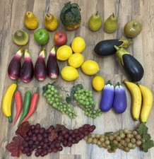33 Pieces of Artificial Realistic Fake Fruit Lemons Eggplant Pears Apples Grapes