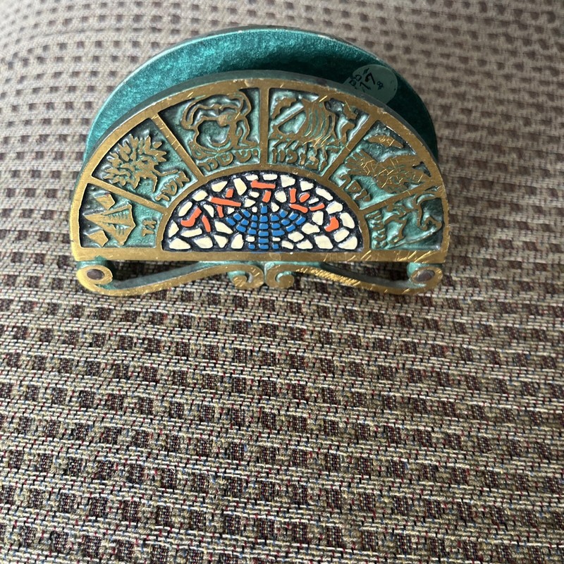 Vintage Israel  metal & enamel Napkin Holder