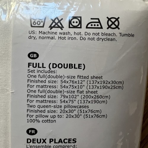 IKEA DVALA Full Sheet Set Cotton White - Picture 5 of 6