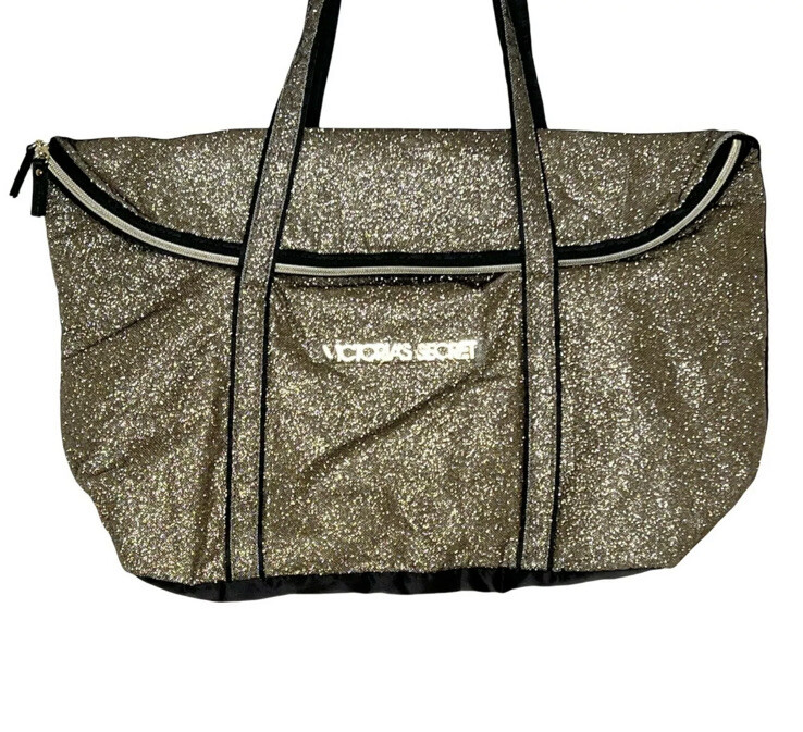 Victoria's Secret Gold Glitter Travel Weekender Bag D… Gem