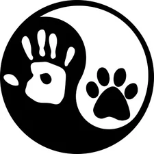 Yin Yang Paw Handprint- Signage Cafe BLACK Vinyl Graphic Car Truck Windows Decal