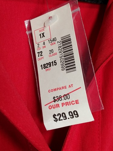 Dressbarn Woman Size 14W 16W Red Long Sleeve Button Blouse NWT - Picture 7 of 7