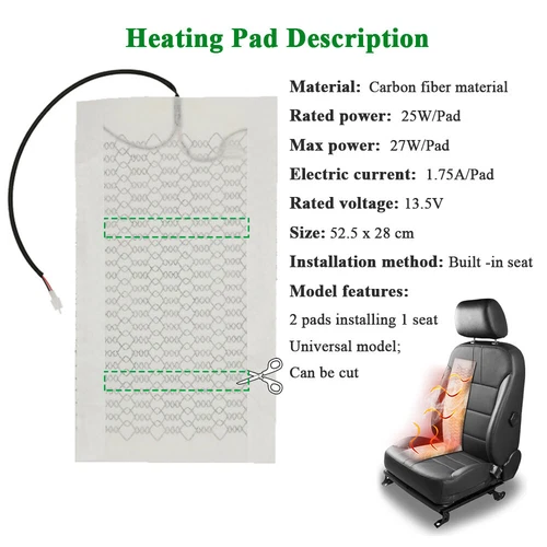 Universal 12V Car Seat Heater Kit Heating Pads 3-Level Single Switch Fit 2 Seats - Bild 4 von 9