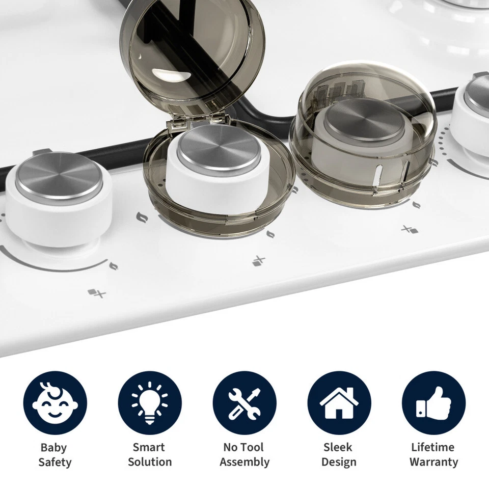 Cubierta de perilla de cocina de 6 piezas para niños perilla de gas protección interruptor de seguridad cubierta EE. UU. Foto 3 de 4