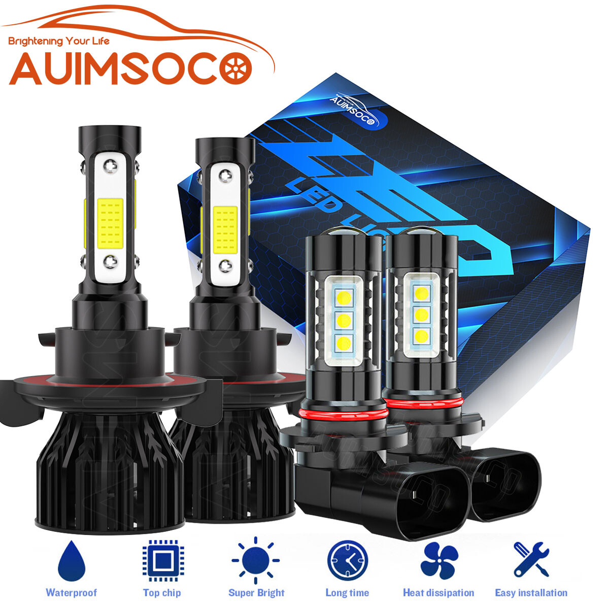 For 2007-2009 Jeep Patriot LED Headlights High Low Beam & Fog Light Bulbs Combo