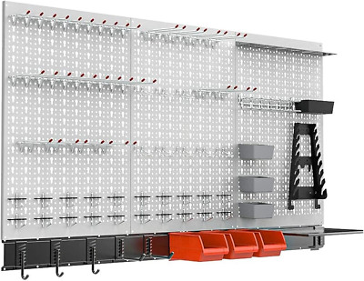 109Pcs Wall Organizer Utility Storage Kit with Toolboard Hooks & Accessories, 4