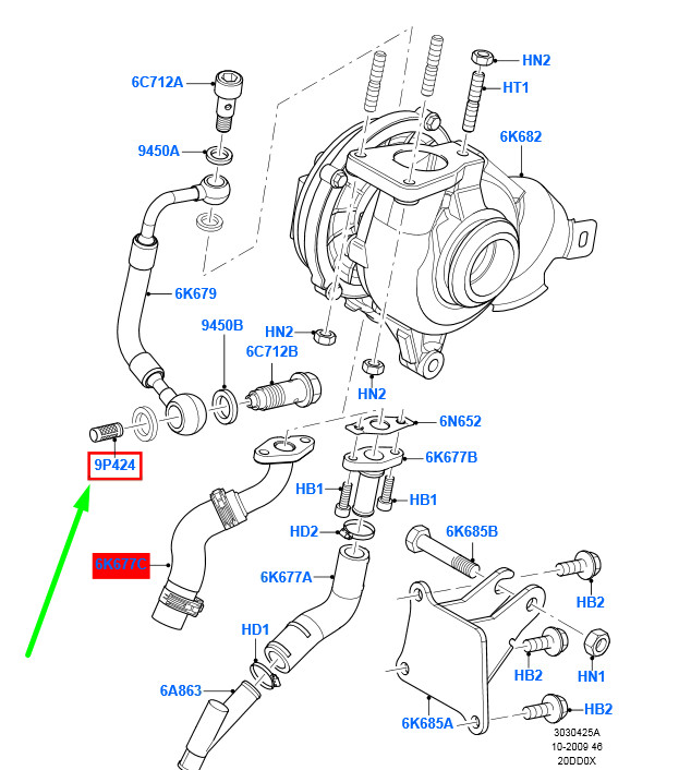 FORD C-MAX MK1 Turbocharger Filter Assy 3M5Q-9P424-AA 1336616 NEW  