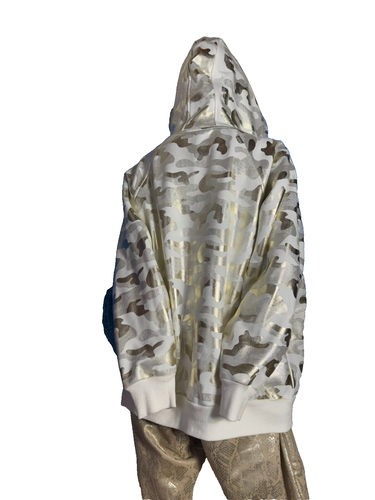 gold camouflage Bomberjacke Kapuze weiß Sweat Jacke warm Hoodie Unikat 42 44 46 - Bild 7 von 10