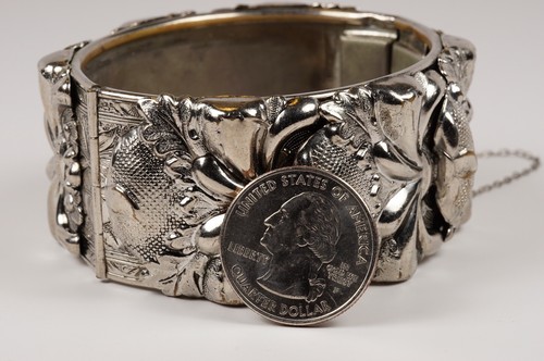Whiting & Davis Silvertone Bracelet Chunky with Secure Clasp and Safety Chain - Picture 6 of 9