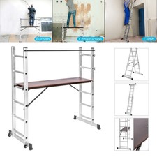 Multi Purpose Working Scaffolding Ladder Adjustable Working W/Wheels Platform