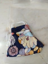 Blue Floral Psychadelic Washable Face Mask Covering Filter Pocket Made in USA