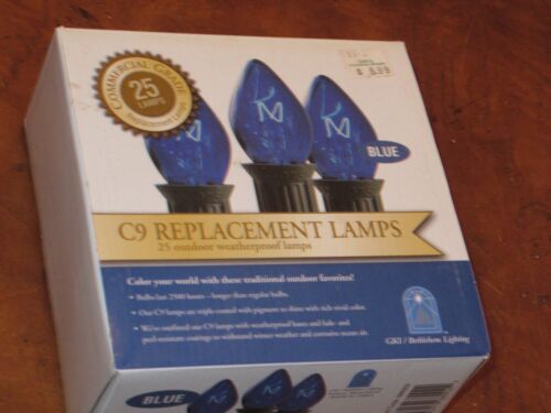 25 C9 Transparent Replacement Christmas Light Bulbs Commercial Grade BLUE