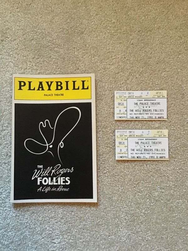 NOV 1991 PLAYBILL-THE WILL ROGERS FOLLIES A LIFE IN REVUE + 2 TIX - K CARADINE 