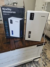 NineSky CT2 White Corded Electric Night Mode Odor Removal Dehumidifier 95oz