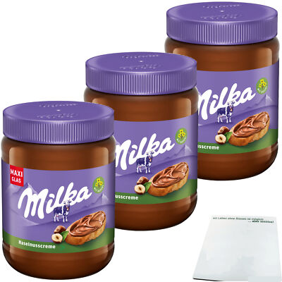 milka Haselnusscreme Brotaufstrich 3er Pack 3x600g Maxi Glas usy Block
