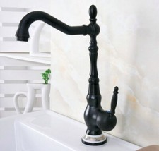 Black Oil Rubbed Brass Kitchen Faucet Swivel Single Handle Sink Mixer Tap fnf661