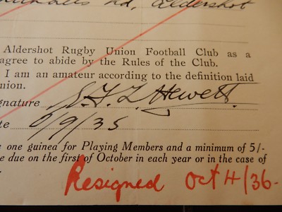 edward frank lane HEWETT -- was hat er im 2. Weltkrieg gemacht ? - ALDERSHOT RUGBY -