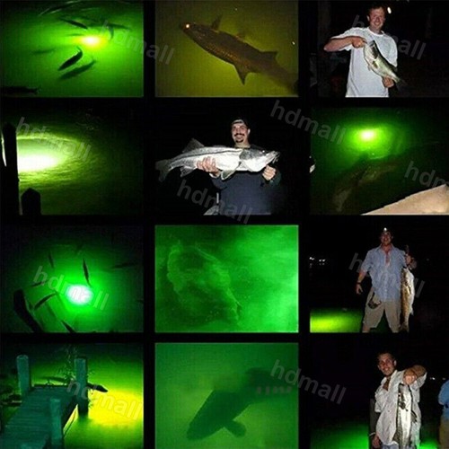 12V Green LED Underwater Submersible Fishing Light Night Crappie Shad Squid Lamp - Picture 4 of 12