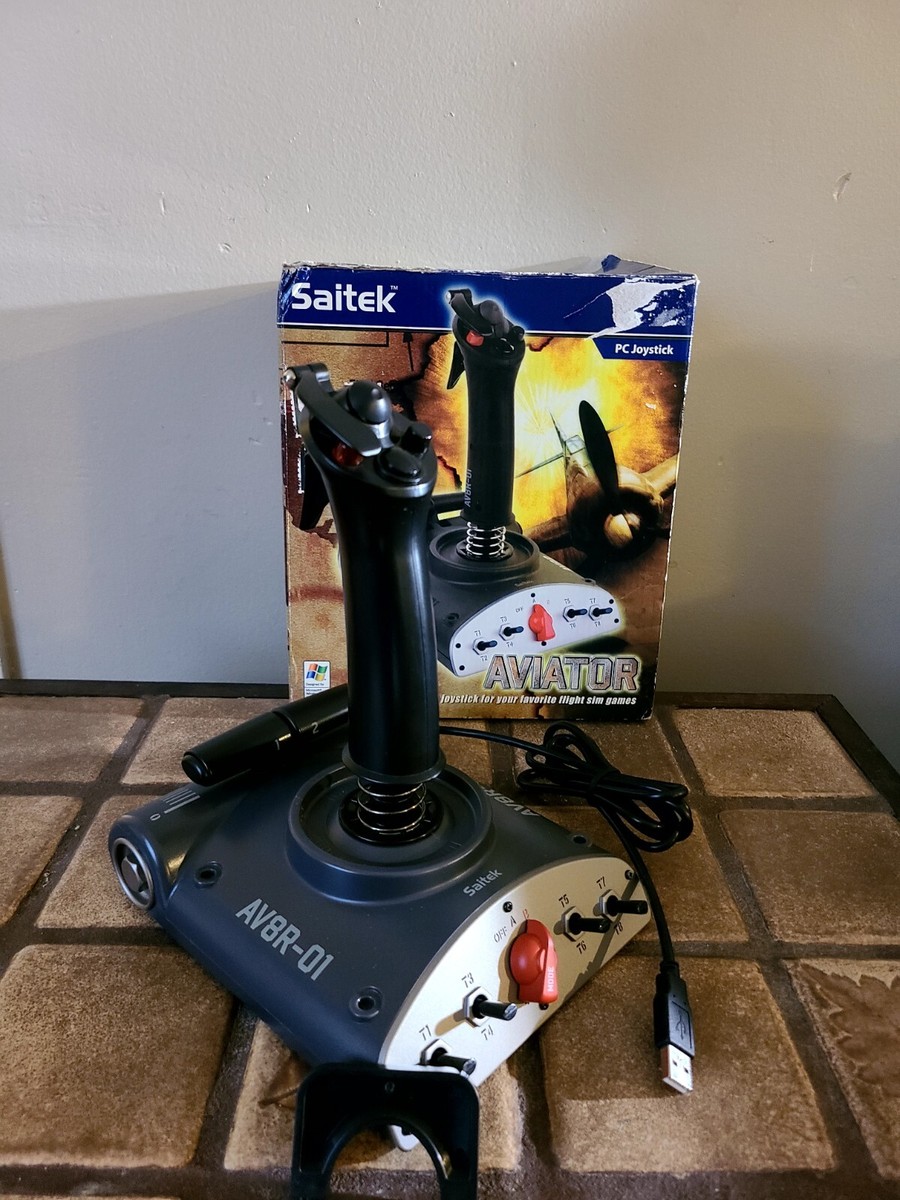 Saitek AV8R-01 USB Joystick PC Dual Throttle Flight Sim Stick