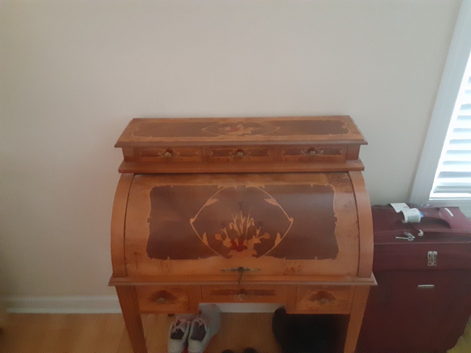 inlaid cylender top secretaries desk eBay