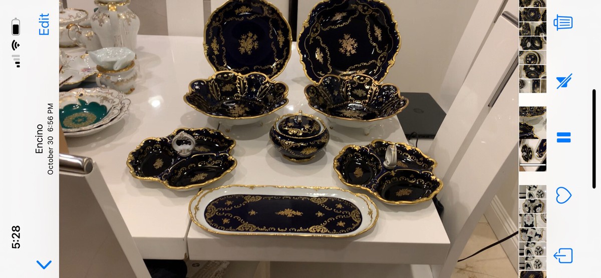 German Vintage Cobalt/ Kobalt 8Pc Reichenbach Dessert Serving Set