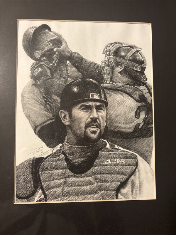 Jason Varitek  & Alex Rodriguez Hand Drawn Brawl, 11x14 Framed￼
