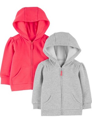 Simple Joys by Carter's Girls' Toddler 2Pack Fleece Full Zip Hoodies, Pink/Gr...