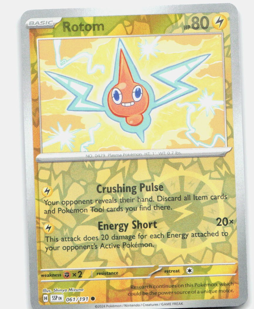 ROTOM 061/191 C SURGING SPARKS POKEMON REVERSE HOLO LP Insufficient Ink Error