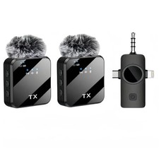 3 in 1 Wireless Lavalier Microphone for iPhone/Android/Camera,328ft