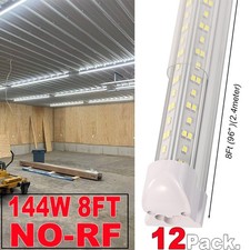 8FT LED Shop Light Fixture T8 LED Tube Lights 144W Garage 6500K 12PACK NO-RF