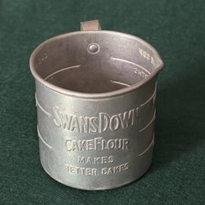 Vintage Swans Down Cake Flour Standard Aluminum Measuring One Cup w/ Handle