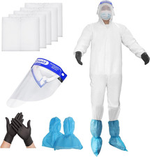 Hazmat Suits Set-Disposable Protective Coverall,Protective Face Shield, Shoe Cov