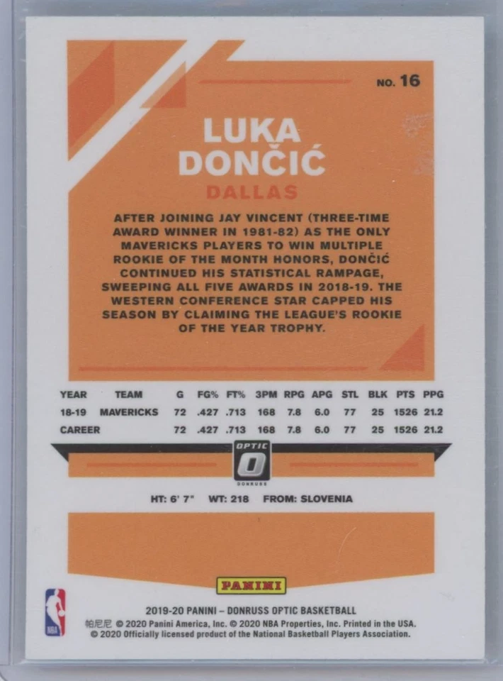 2020-21 Panini optic Luka Doncic Dallas Mavericks #16 - Image 2 of 2