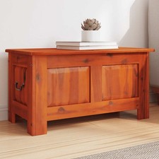 Coffre de Rangement et Couvercle Boîte Marron et Blanc Bois
