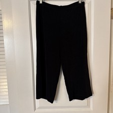 Chicos Travelers Meredith Crop Wide Leg Pants Size 1 US Large Slinky Knit Black
