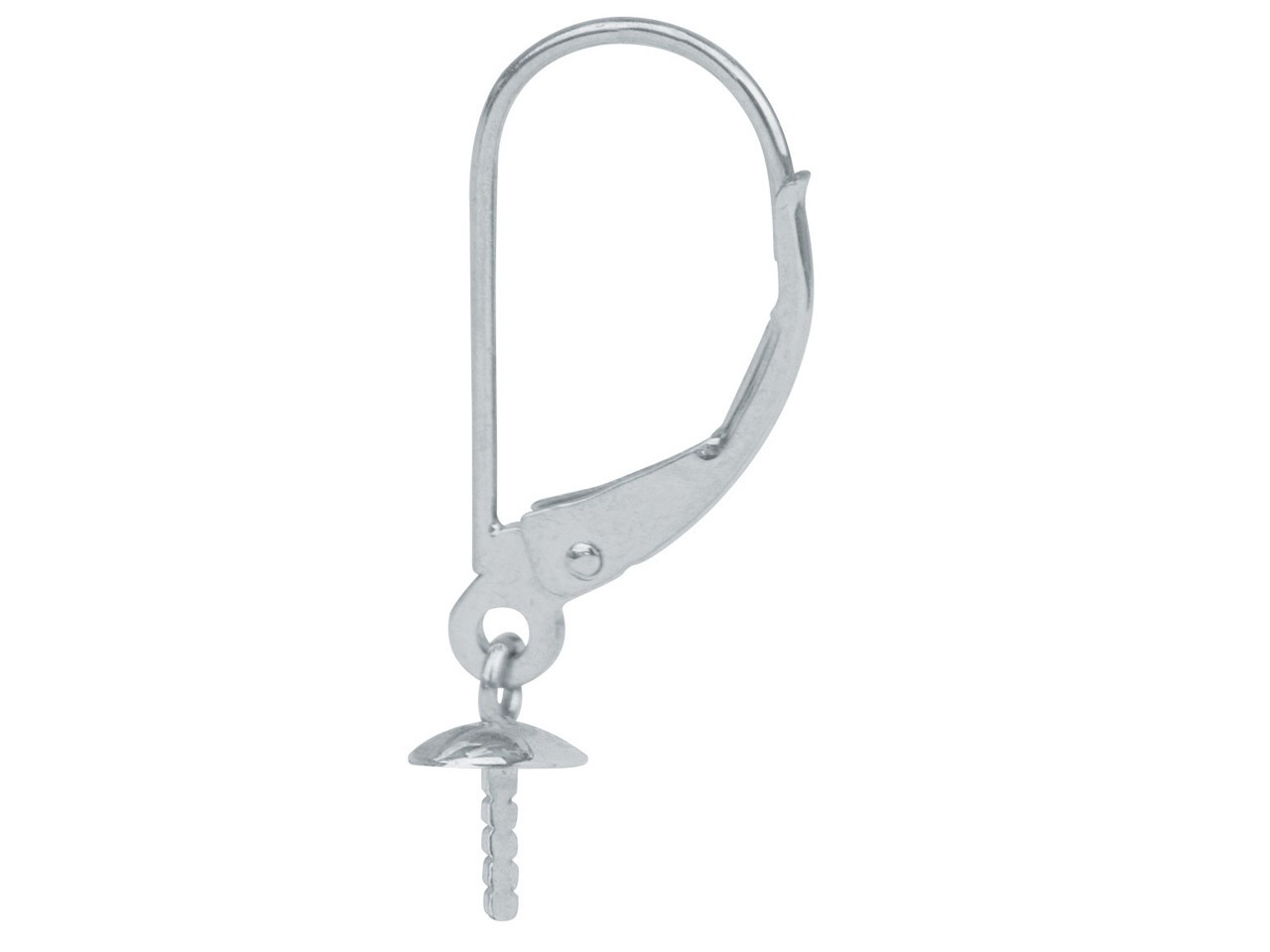 Sterling Silver Continental Ear Wire, 4mm Cup, Plain Wire With A Drop Cup