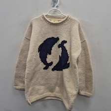 Pachamama Vintage doppelseitiger Riesendfine 100% Wolle Strick Pullover Gr. M / L