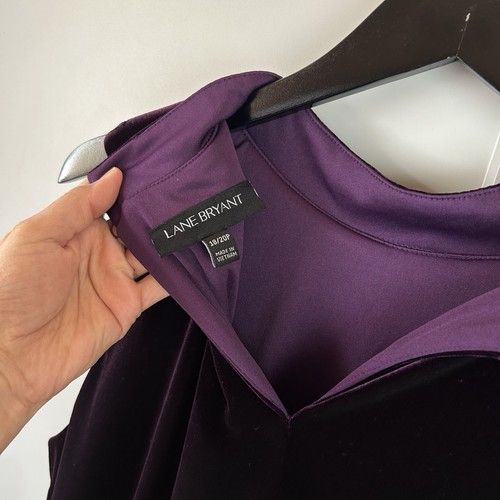 Lane Bryant 18/20P Purple Velvet Dress Maxi 3 Tiered Jewel Tone Romantic Witchy - Picture 7 of 8