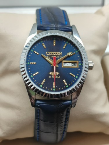 Vintage Citizen Automatic 21 Jewels Men’s Watch – Blue Dial Day-Date