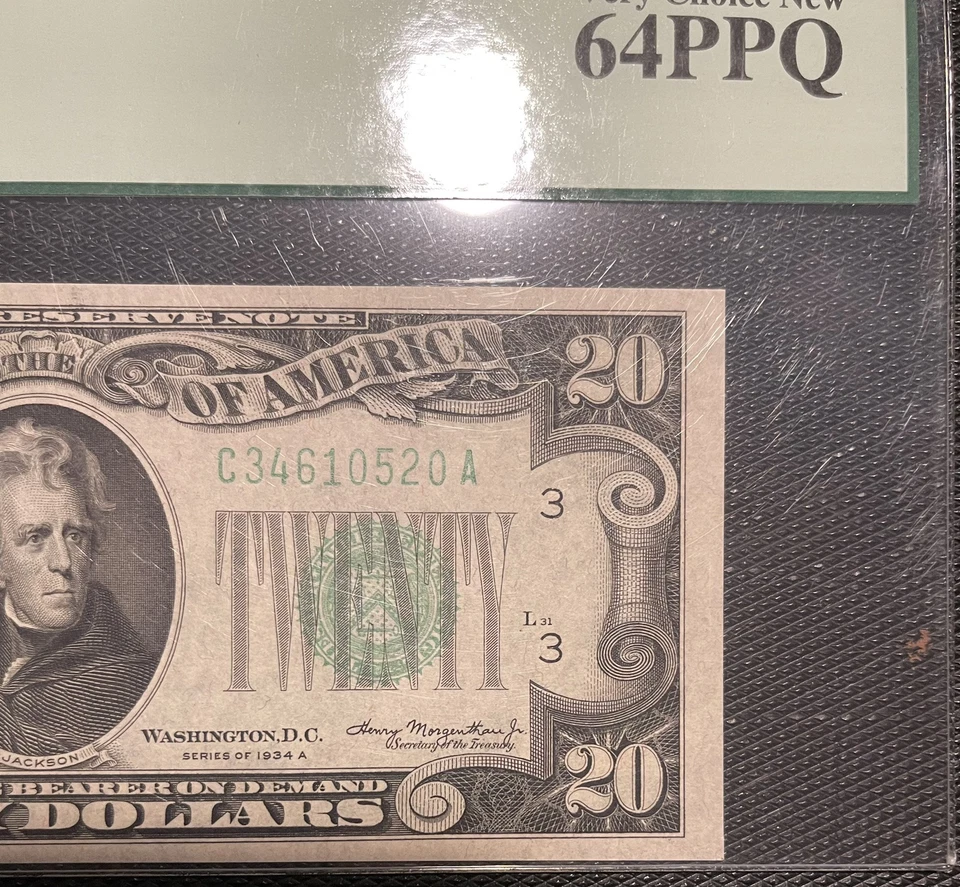 1934A 1934 $20 Reverse Changeover Pair 64 PPQ/ 63PPQ - Image 3 of 4