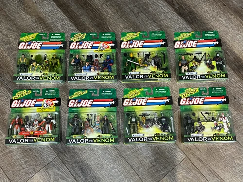 2003-2005 GI JOE VALOR VS VENOM 2 PACK LOT X8 - 16 COMPLETE FIGURES MOC: DESTRO