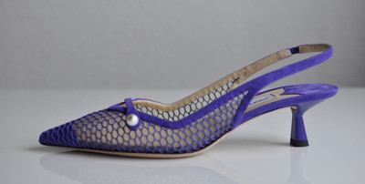 Jimmy Choo Amita Sling Back Pumps Sandaletten Netz Mesh und Lederbesatz Lila 39