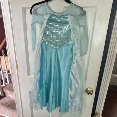 Disney Frozen Elsa Sequined Costume Dress w/ Sheer Cape Overlay, Blue, 4-6