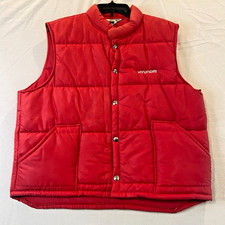 Vintage 80s Men’s Swingster Hyundai Red Puffer Vest Snap Large Made in USA