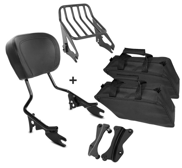Sissybar Set + Innentaschen W1 FüR Harley CVO Road King 2014 Sw-image