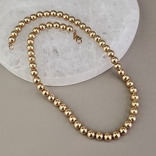 Vintage Monet Beaded Necklace Gold Tone Short 15