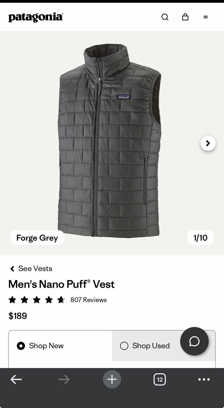 NWT Patagonia Men’s Nano Puff Vest Forge Grey Multiple Fast Free Shipping