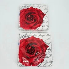 New Ideal Home Range In Love Lunch Napkins Red Rose Floral 3 ply 2-20 count