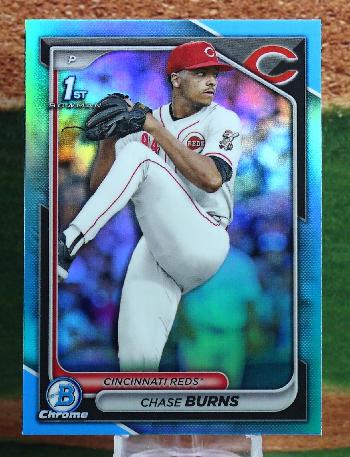 CHASE BURNS  -  2024 BOWMAN CHROME DRAFT SKY BLUE REFRACTOR #BDC55