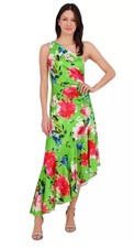Eliza J Women's Printed Asymmetric One-Shoulder MIDI Dress - Green - 14